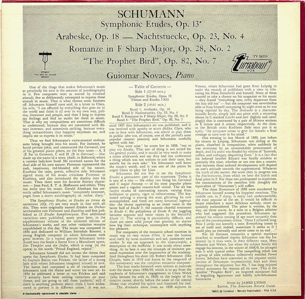 Robert Schumann, Guiomar Novaes – Piano Music (VG+/VG) – LP, US - Image 2