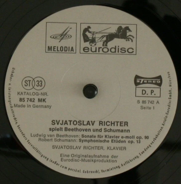 Robert Schumann, Ludwig van Beethoven, Sviatoslav Richter – Symphonische Etüden Op.13, Sonate Op.90 (VG/VG+) – LP, DE 1971 - Image 6