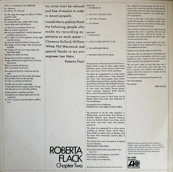 Roberta Flack – Chapter Two (VG+/VG) – LP, AU 1970 - Image 2