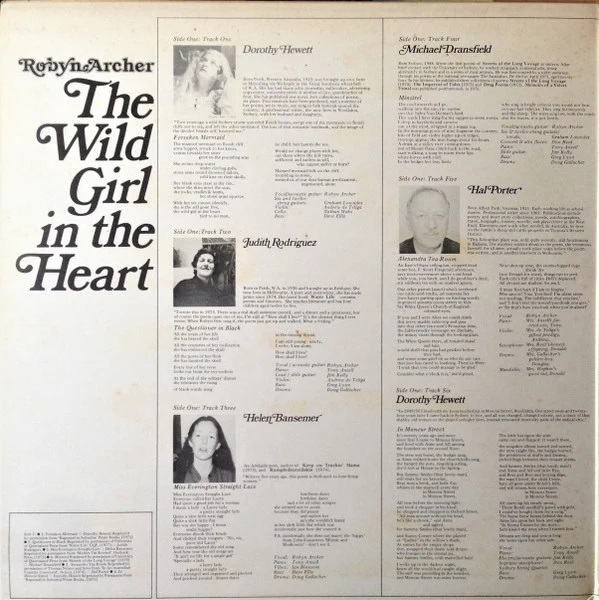 Robyn Archer – The Wild Girl In The Heart (VG+/VG+) – LP, AU 1978 - Image 2
