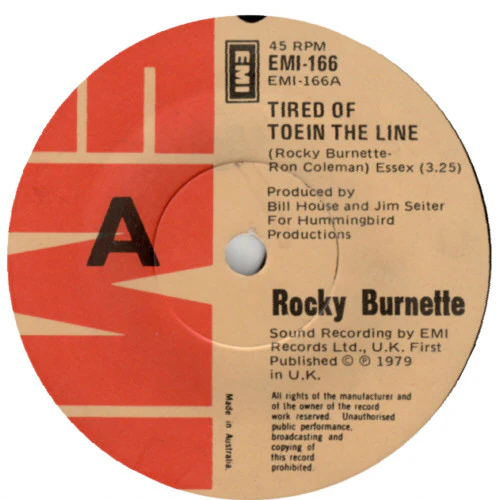 Rocky Burnette – Tired Of Toein The Line (VG/Generic) – 7", AU 1979