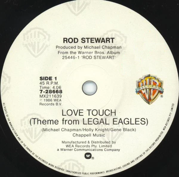 Rod Stewart – Love Touch (Theme From Legal Eagles) (VG+/VG+) – 7", AU 1986 - Image 3