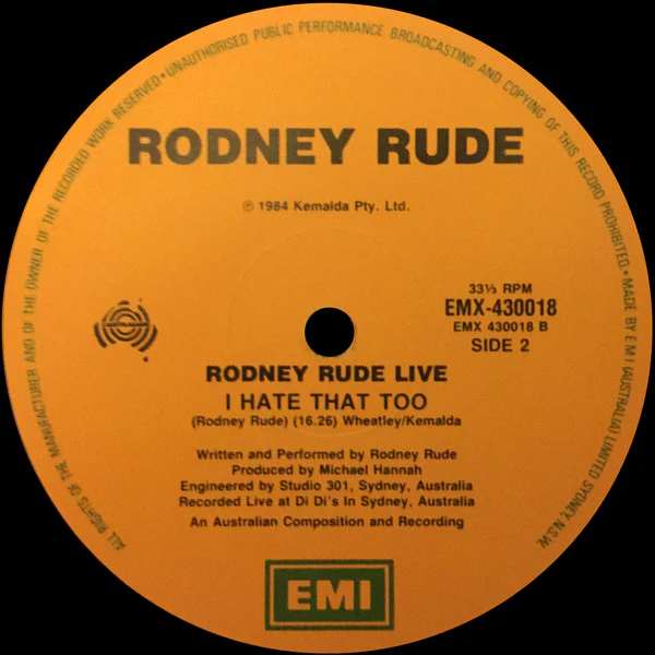 Rodney Rude – Live (VG+/VG+) – LP, AU 1984 - Image 5