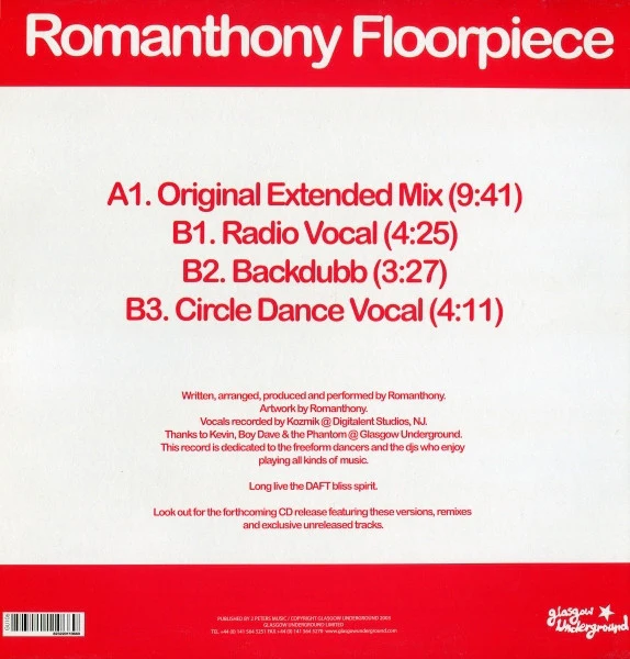 Romanthony – Floorpiece (VG/Generic) – 12", UK 2003 - Image 2
