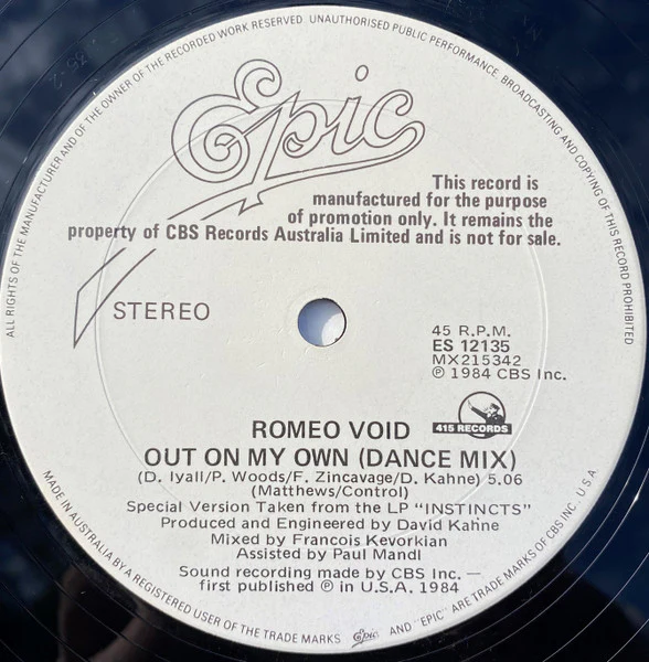 Romeo Void – Say No (VG+/VG+) – 12", AU 1984 - Image 4
