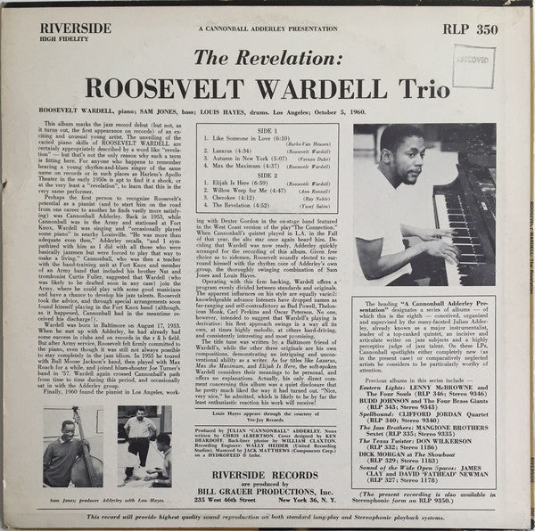 Roosevelt Wardell Trio – The Revelation (VG/VG) – LP, US 1960 - Image 2