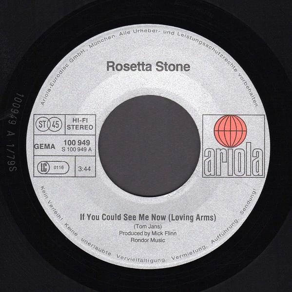 Rosetta Stone – If You Could See Me Now (Loving Arms) (VG+/VG+) – 7", DE 1979 - Image 3