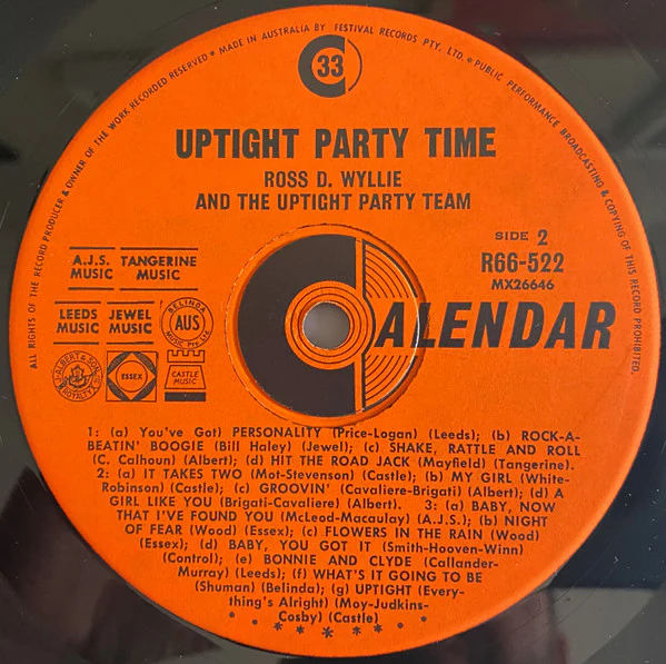 Ross D. Wyllie, The Uptight Party Team – Up Tight Party Time (VG/VG+) – LP, AU 1967 - Image 4