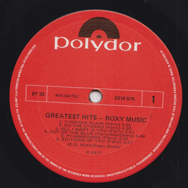 Roxy Music – Greatest Hits (VG+/VG+) – LP, AU 1977 - Image 2