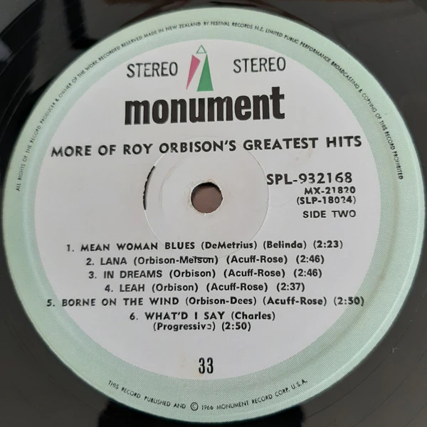 Roy Orbison – More Of Roy Orbison's Greatest Hits (VG/VG+) – LP, NZ - Image 4