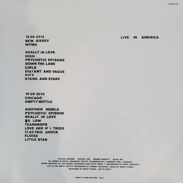 Royal Headache – Live In America (VG+/VG+) – LP, US 2024 - Image 2