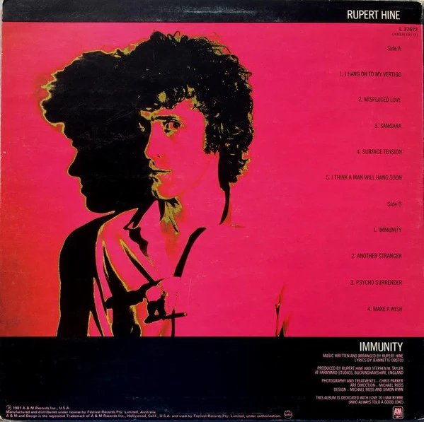 Rupert Hine – Immunity (VG+/VG+) – LP, AU 1981 - Image 2