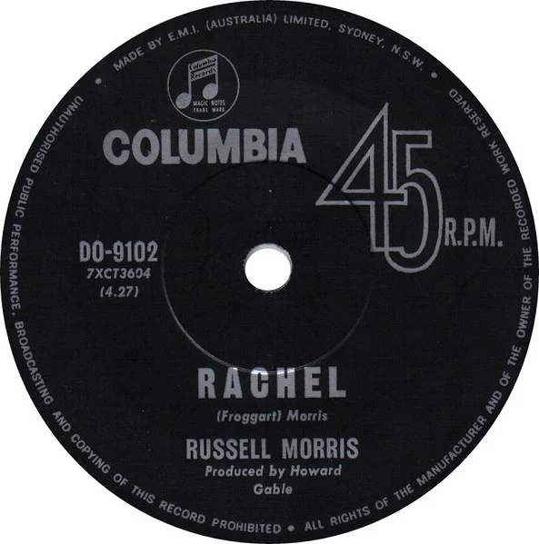 Russell Morris – Rachel (VG+/Generic) – 7", AU 1970