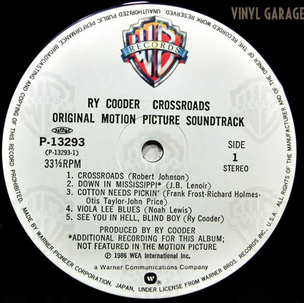 Ry Cooder – Crossroads - Original Motion Picture Soundtrack (VG+/VG+) – LP, JP 1986, No OBI - Image 3