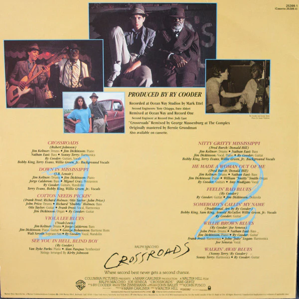 Ry Cooder – Crossroads - Original Motion Picture Soundtrack (VG+/VG+) – LP, AU 1986 - Image 2