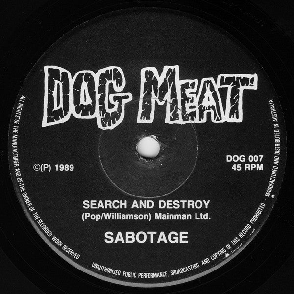 Sabotage – Take Some Drugs Tonite (VG+/VG+) – 7", AU 1989 - Image 3