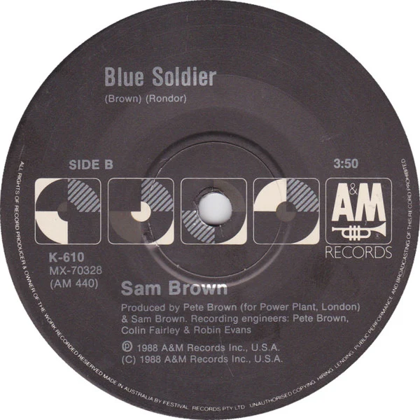 Sam Brown – Stop! (VG/VG+) – 7", AU 1988 - Image 4