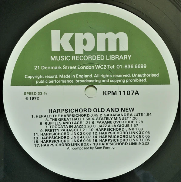 Sam Fonteyn, Johnny Pearson, Derrick Mason – Harpsichord Old And New (VG+/VG+) – LP, UK 1972 - Image 3