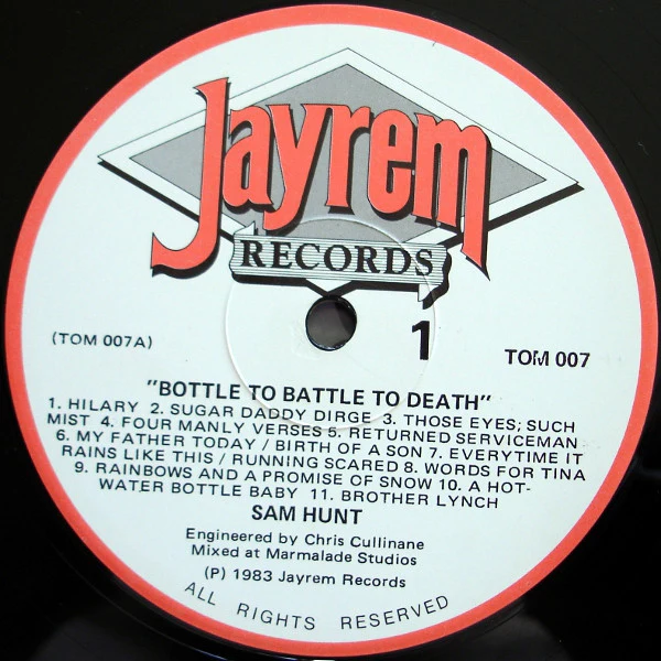Sam Hunt – Bottle To Battle To Death (VG+/VG+) – LP, NZ 1983 - Image 3