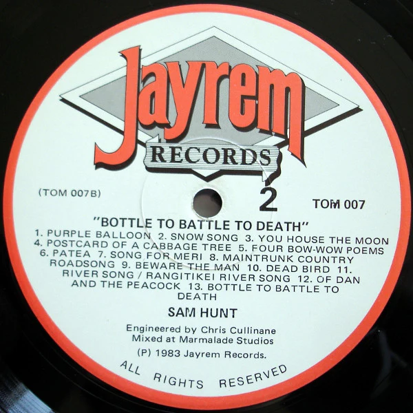 Sam Hunt – Bottle To Battle To Death (VG+/VG+) – LP, NZ 1983 - Image 4