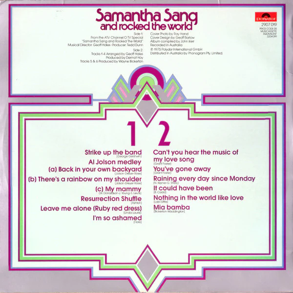 Samantha Sang – Samantha Sang And Rocked The World (VG+/E) – LP, AU 1975 - Image 2