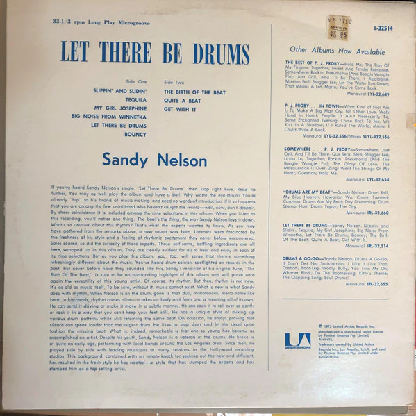 Sandy Nelson – Let There Be Drums (VG+/VG+) – LP, AU - Image 2