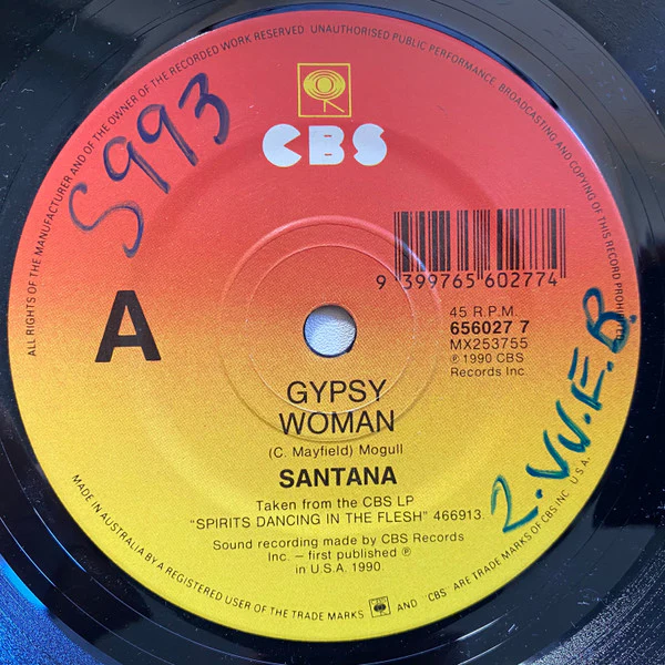 Santana – Gypsy Woman (VG+/Generic) – 7", AU 1990