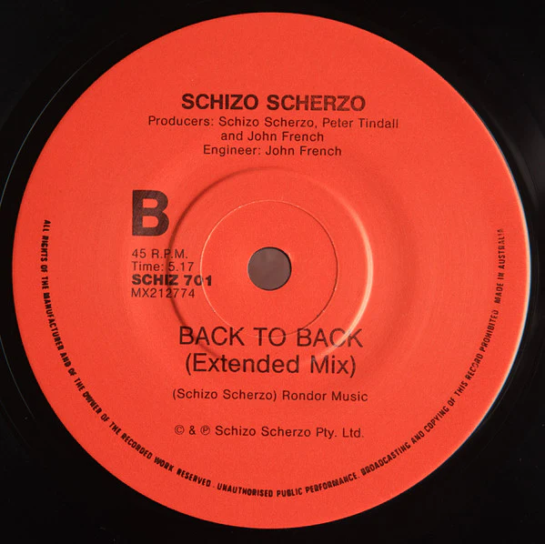 Schizo Scherzo – Back To Back (E/VG+) – 7", AU 1986 - Image 4