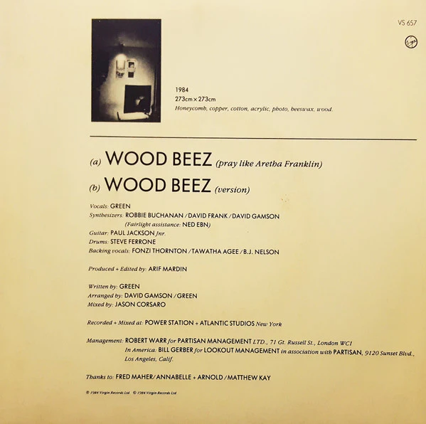 Scritti Politti – Wood Beez (Pray Like Aretha Franklin) (E/Generic) – 7", AU 1984 - Image 3