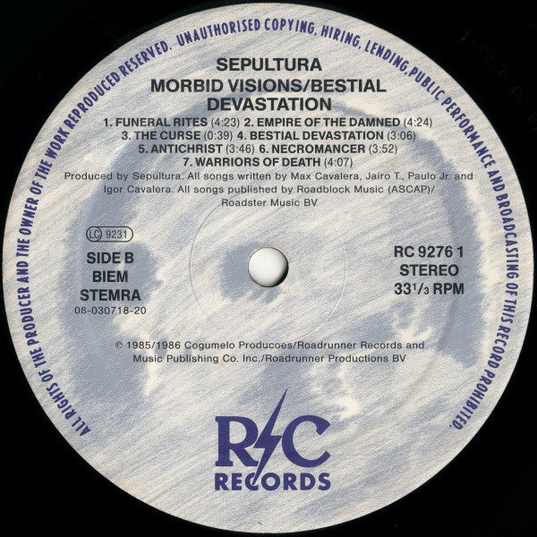 Sepultura – Morbid Visions / Bestial Devastation (VG/E) – LP, EU 1991 - Image 4