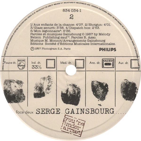Serge Gainsbourg – You're Under Arrest (VG+/VG+) – LP, FR 1987 - Image 4