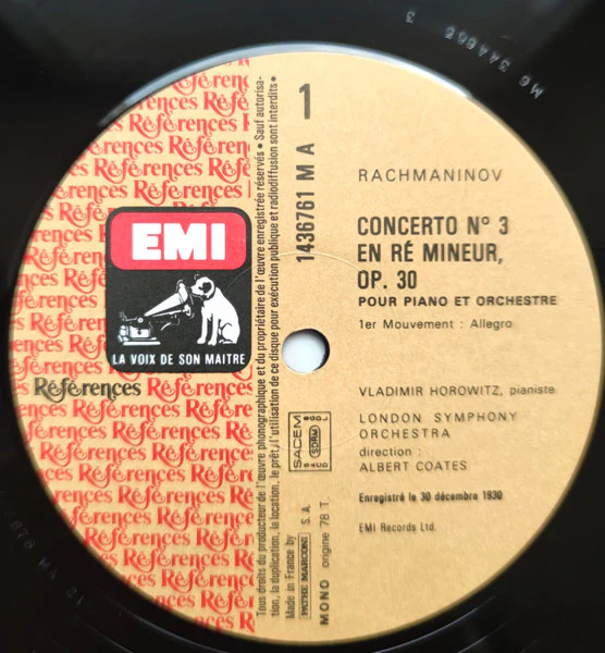 Sergei Rachmaninoff, Vladimir Horowitz, London Symphony Orchestra, Albert Coates – Concerto N° 3 En Ré Mineur, Op. 30 Pour Piano Et Orchestre (NM/NM) – LP, FR - Image 3