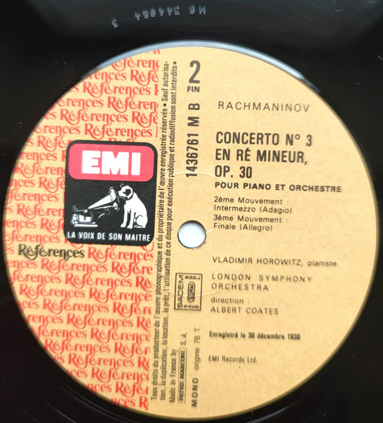 Sergei Rachmaninoff, Vladimir Horowitz, London Symphony Orchestra, Albert Coates – Concerto N° 3 En Ré Mineur, Op. 30 Pour Piano Et Orchestre (NM/NM) – LP, FR - Image 4