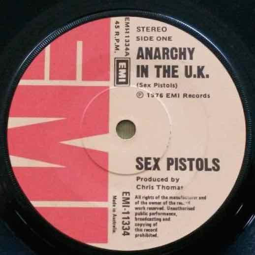 Sex Pistols – Anarchy In The UK (E/Generic) – 7", AU 1976