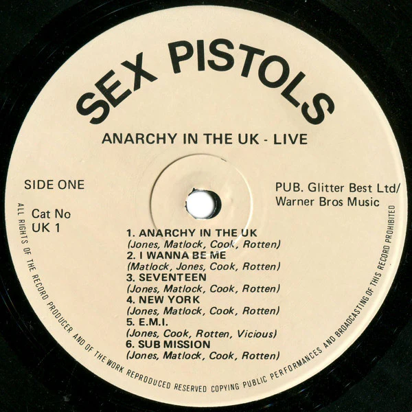 Sex Pistols – Anarchy In The UK - Live (VG+/VG+) – LP, UK 1985 - Image 3