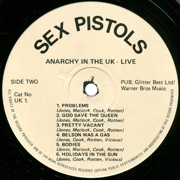 Sex Pistols – Anarchy In The UK - Live (VG+/VG+) – LP, UK 1985 - Image 4