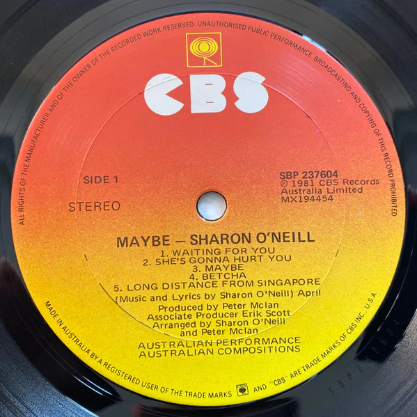 Sharon O'Neill – Maybe (VG+/VG+) – LP, AU 1981 - Image 3