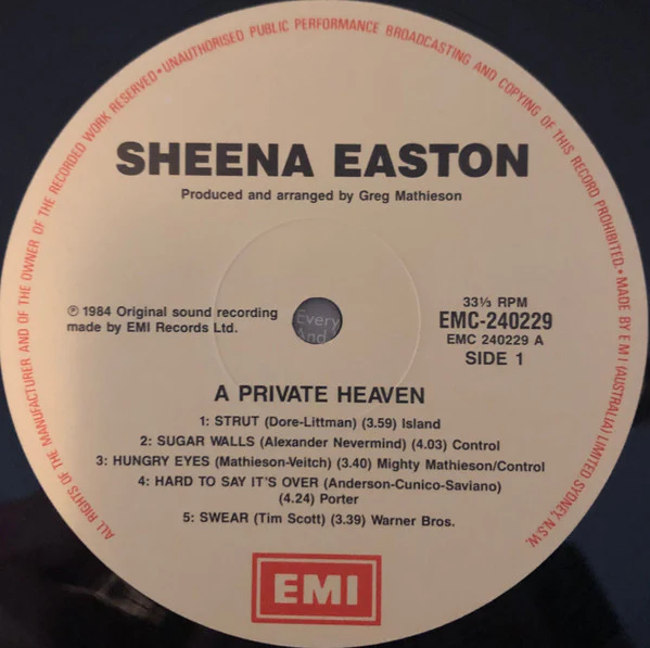Sheena Easton – A Private Heaven (E/VG+) – LP, AU 1984 - Image 5