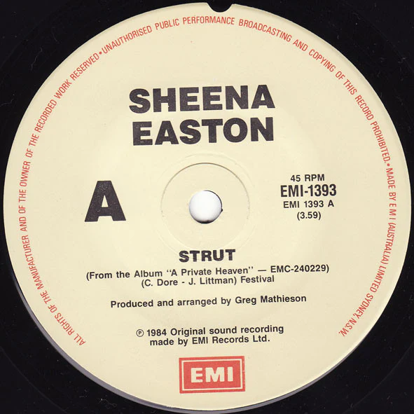Sheena Easton – Strut (VG+/VG+) – 7", AU 1984 - Image 2