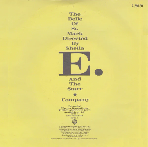 Sheila E. – The Belle Of St. Mark (VG+/VG+) – 7", AU 1984 - Image 2