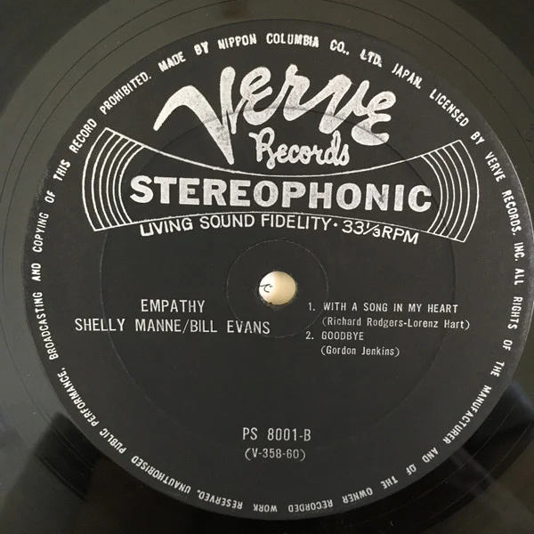 Shelly Manne, Bill Evans, Monty Budwig – Empathy (VG+/VG+) – LP, JP 1963, No OBI - Image 4