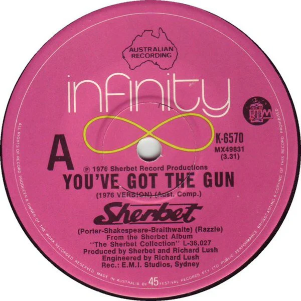 Sherbet – You've Got The Gun (1976 Version) / Rock Me Gently (VG+/Generic) – 7", AU 1976