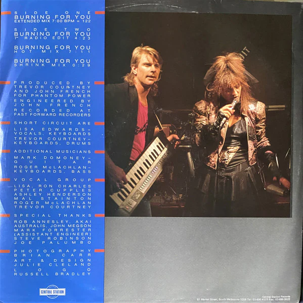 Short Circuit – Burning For You (VG/VG) – 12", AU 1988 - Image 2