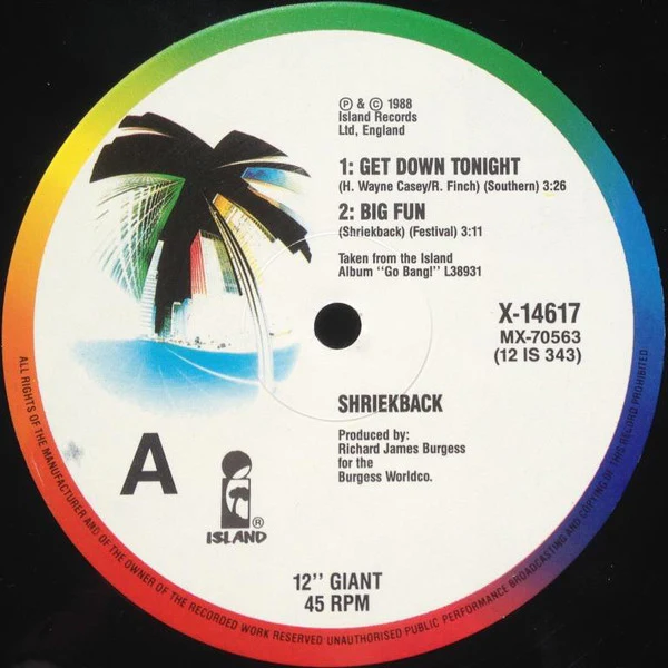 Shriekback – Get Down Tonight (VG+/VG+) – 12", AU 1988 - Image 3