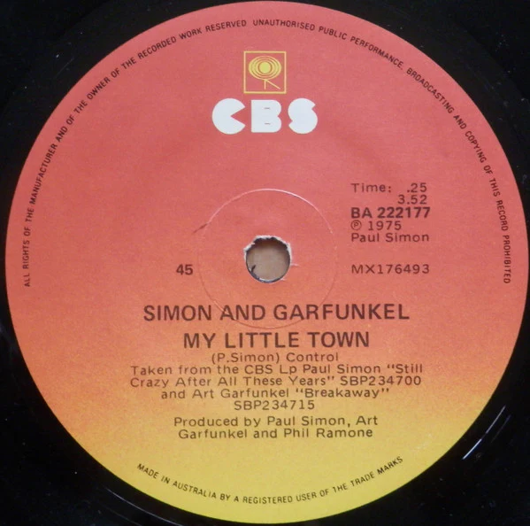 Simon & Garfunkel, Art Garfunkel, Paul Simon – My Little Town // Rag Doll / You're Kind (VG+/VG+) – 7", AU 1975 - Image 3