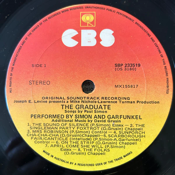 Simon & Garfunkel, Dave Grusin – The Graduate (Original Sound Track Recording) (VG+/VG+) – LP, AU - Image 3