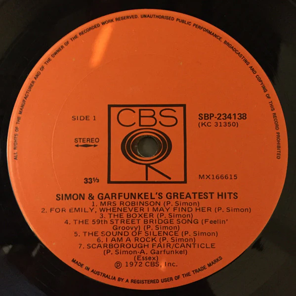 Simon & Garfunkel – Simon And Garfunkel's Greatest Hits (VG/VG) – LP, AU 1972 - Image 3