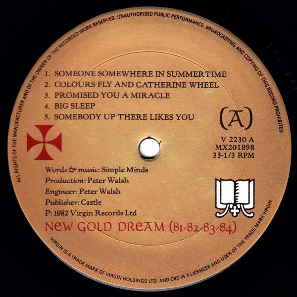 Simple Minds – New Gold Dream (81-82-83-84) (VG/VG+) – LP, AU 1982 - Image 4