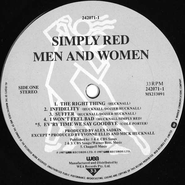Simply Red – Men And Women (VG/VG+) – LP, AU 1987 - Image 3
