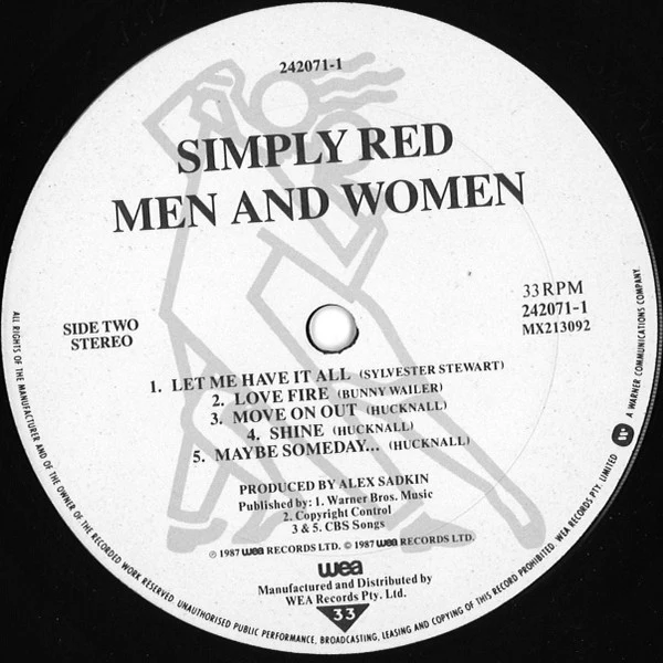 Simply Red – Men And Women (VG/VG+) – LP, AU 1987 - Image 4